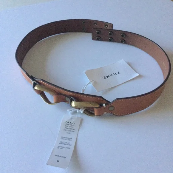 FRAME WOMENS LEATHER DOUBLE TWIST WAIST BELT IN CUOIO SIZE 